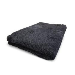 Vetbed med gummi bagside - Koksgr med store gr poter og sm sorte poter 