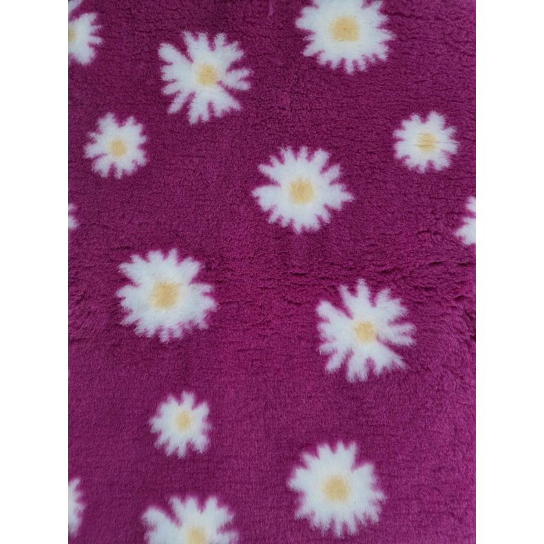 Vetbed med gummi bagside - Marguerit (Daisy) Magenta