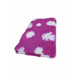 Vetbed med gummi bagside - Marguerit (Daisy) Magenta