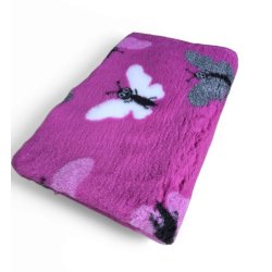 Vetbed med gummi bagside - Sommerfugl Magenta