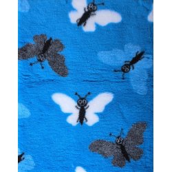 Vetbed med gummi bagside - Sommerfugl Turkis