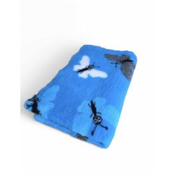 Vetbed med gummi bagside - Sommerfugl Turkis