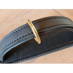 Dobbeltsyet kerne lderhalsbnd med Messing