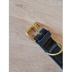 Dobbeltsyet kerne lderhalsbnd med Messing