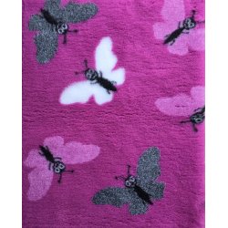 Vetbed med gummi bagside - Sommerfugl Magenta