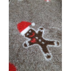 Vetbed med gummi bagside med JULE hjerter &amp; brunkagemnd