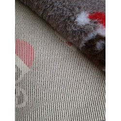 Vetbed med gummi bagside med JULE hjerter &amp; brunkagemnd