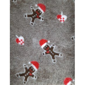 Vetbed med gummi bagside med JULE hjerter & brunkagemnd