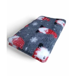 Vetbed med gummi bagside - JULE nisser og snefnug