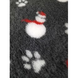 Vetbed med gummi bagside med JULE snemnd og poter