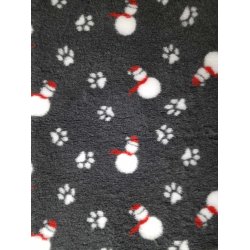 Vetbed med gummi bagside med JULE snemnd og poter