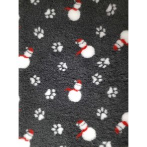 Vetbed med gummi bagside med JULE snemnd og poter